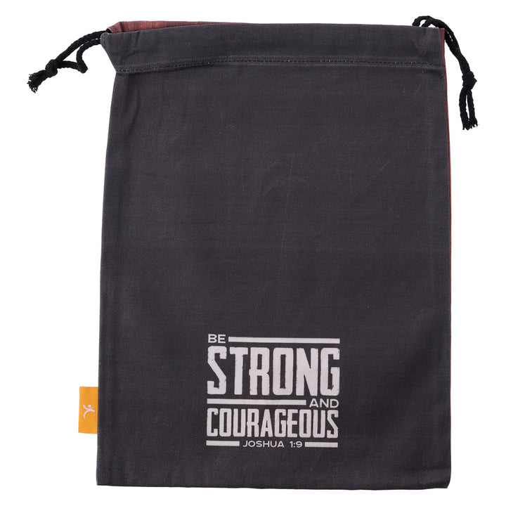 Be Strong And Courageous Large Cotton Drawstring Bag - Joshua 1:9