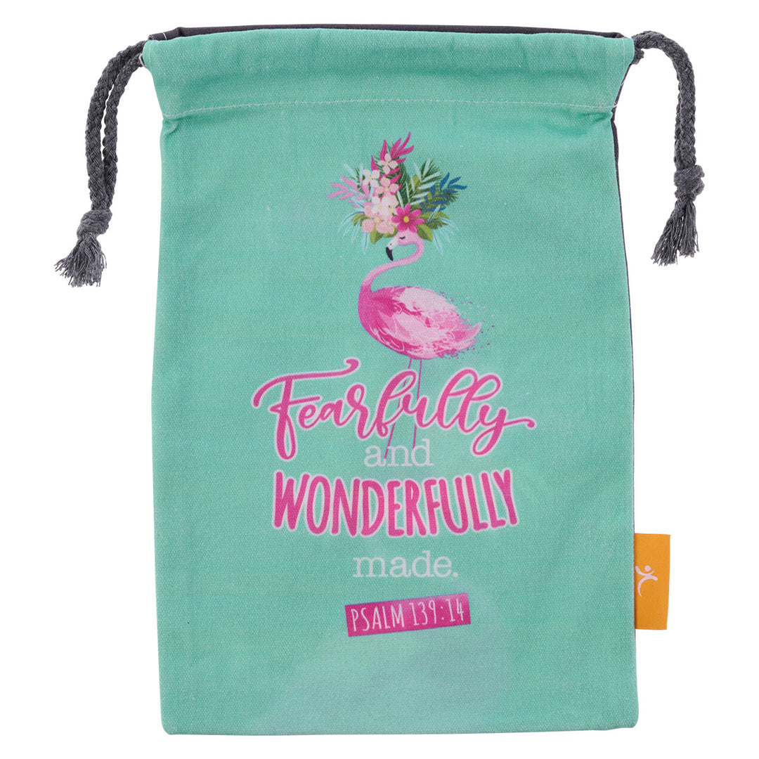 Especially For You Flamingo Small Cotton Drawstring Bag