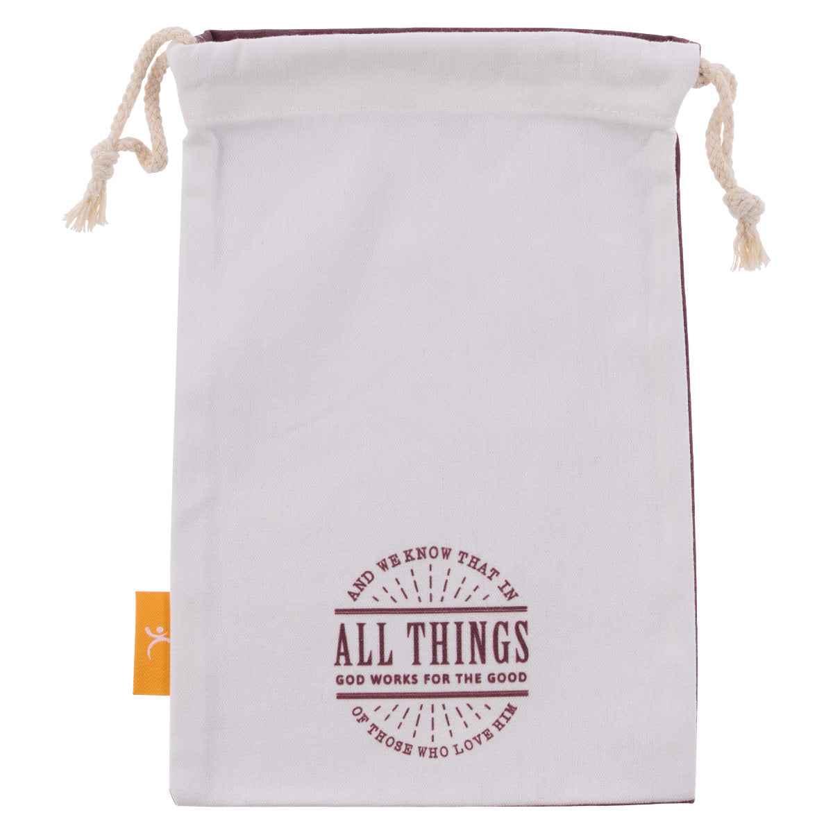 All Things God Works For The Good Small Cotton Drawstring Bag - Romans 8:28