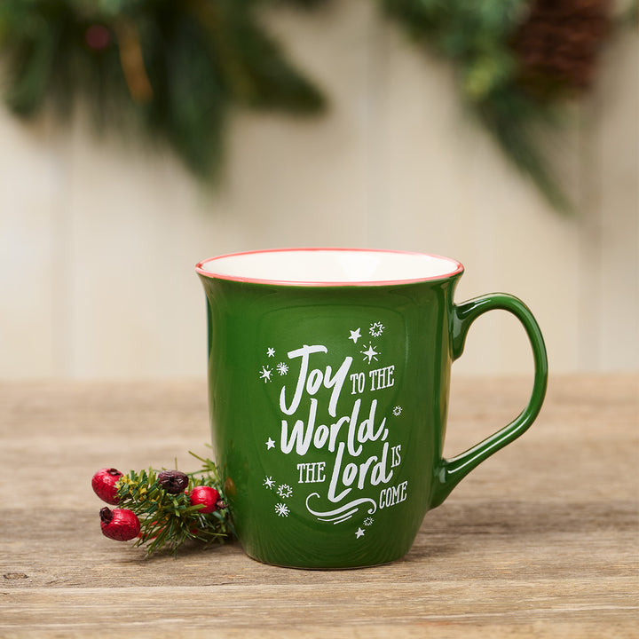 Joy To The World, The Lord Is Come Green Ceramic Mug