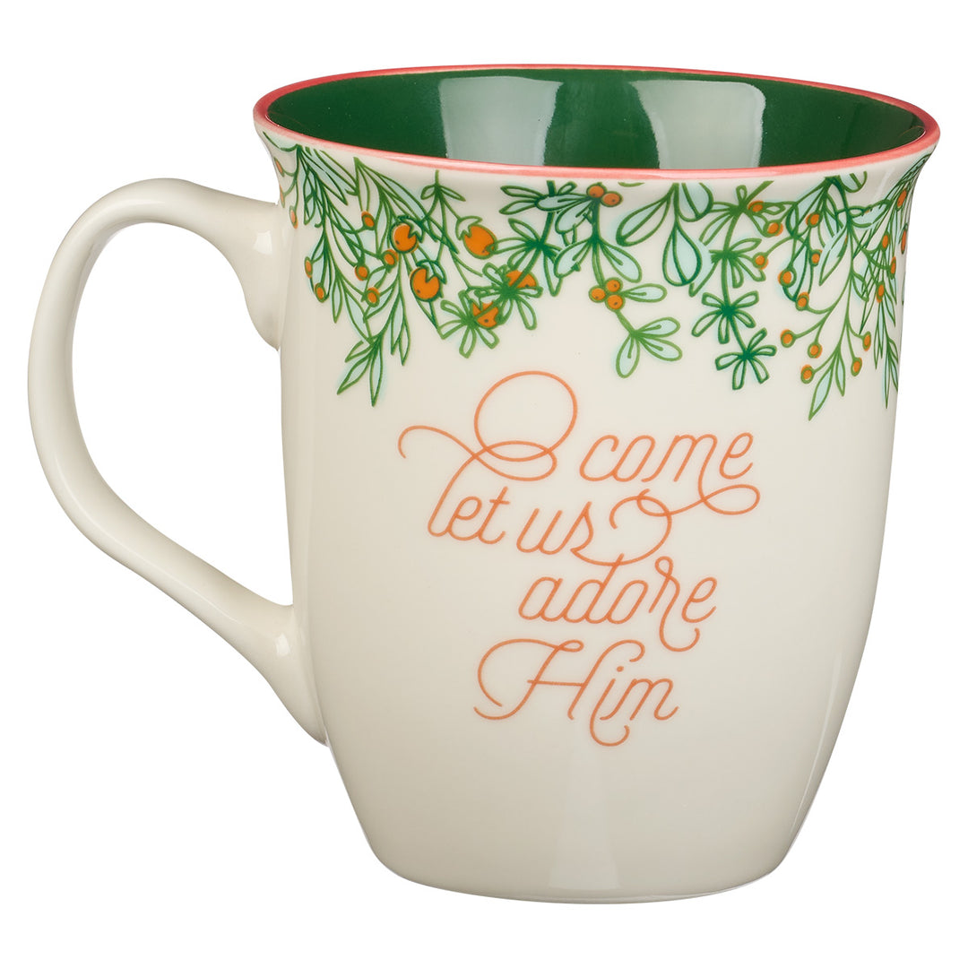 Come Let Us Adore Him Green Interior Ceramic Mug