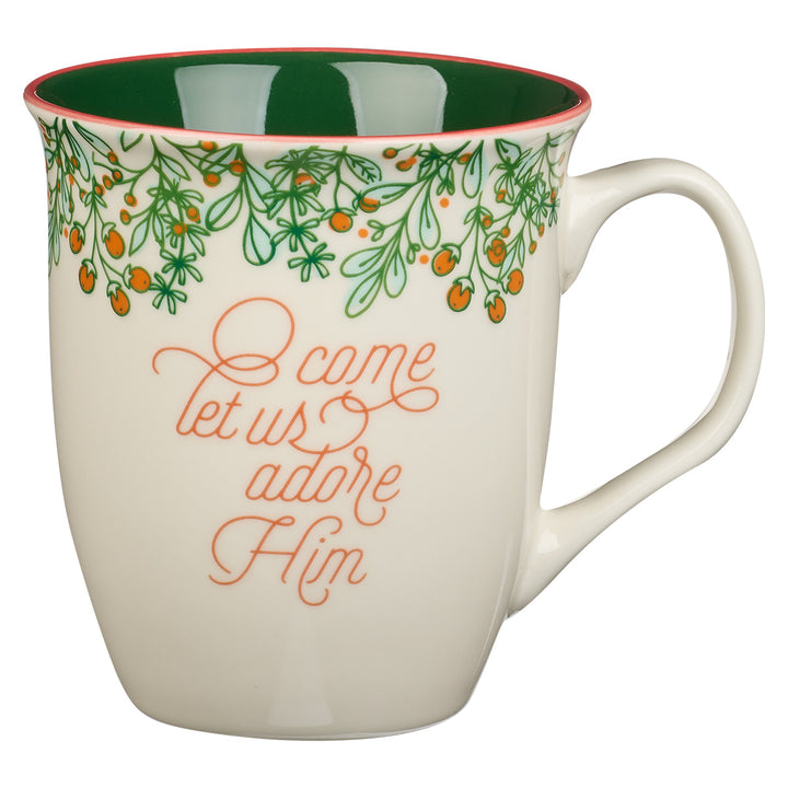 Come Let Us Adore Him Green Interior Ceramic Mug