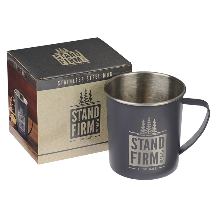 Stand Firm Grey Stainless Steel Mug - 1 Cor. 16:13