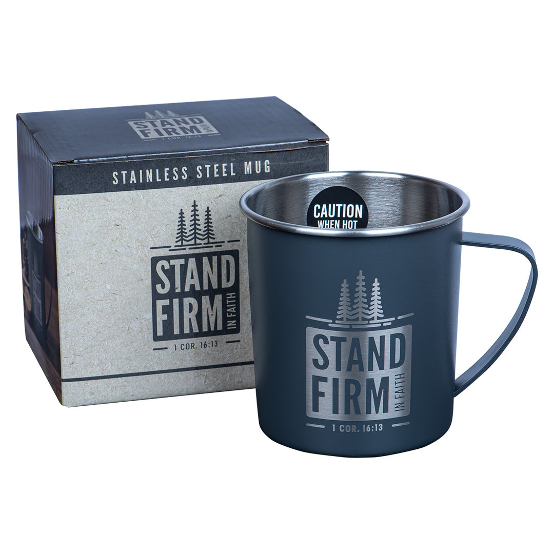 Stand Firm Grey Stainless Steel Mug - 1 Cor. 16:13