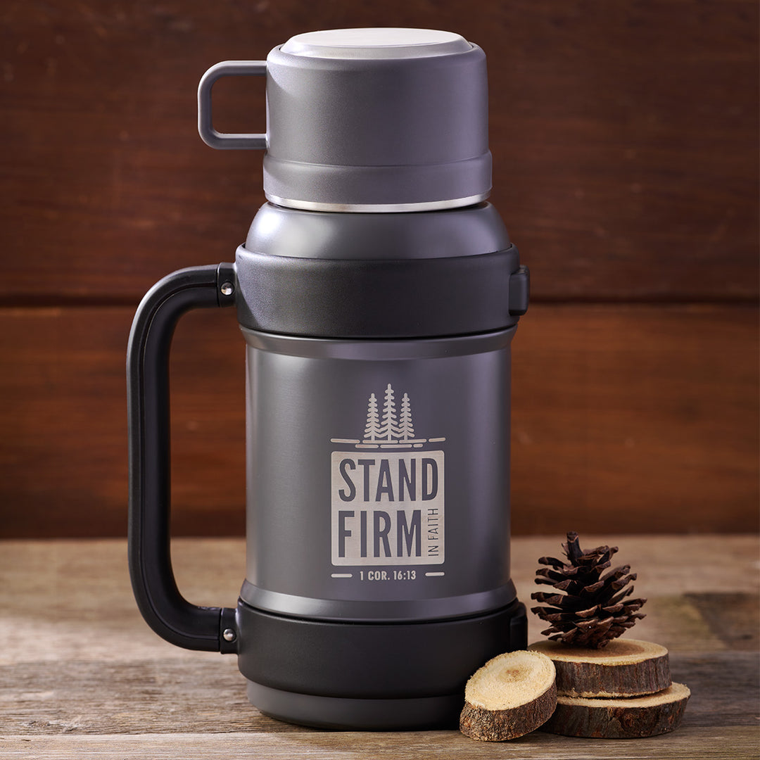 Stand Firm In Faith Grey Vacuum Flask - 1 Corinthians 16:13