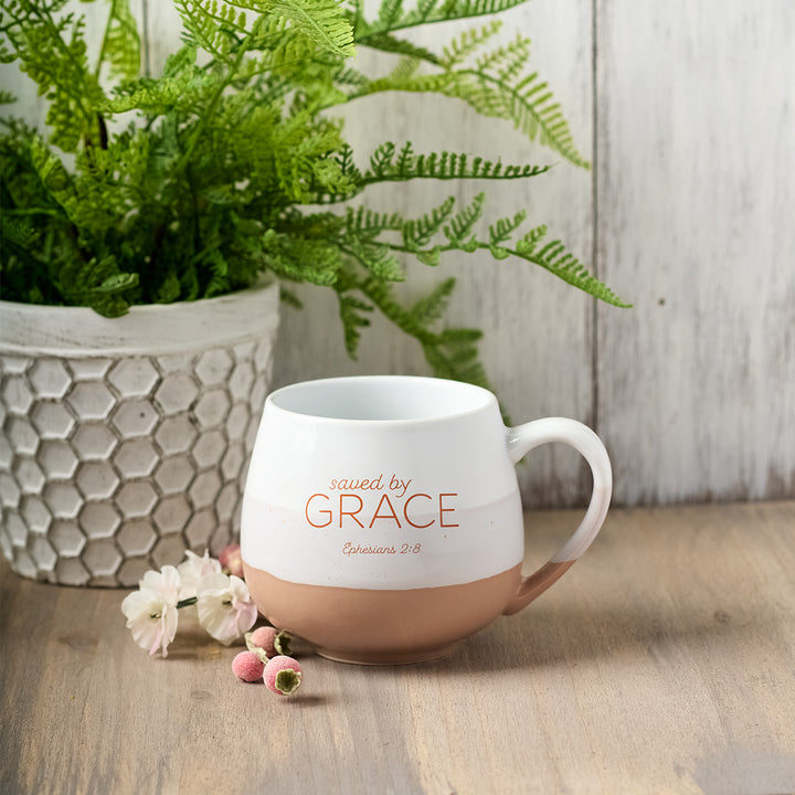 Saved By Grace Cream Ceramic Mug - Ephesians 2:8