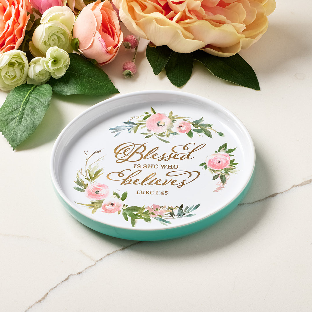 Blessed Is She Who Believes Ceramic Trinket Tray - Luke 1:45