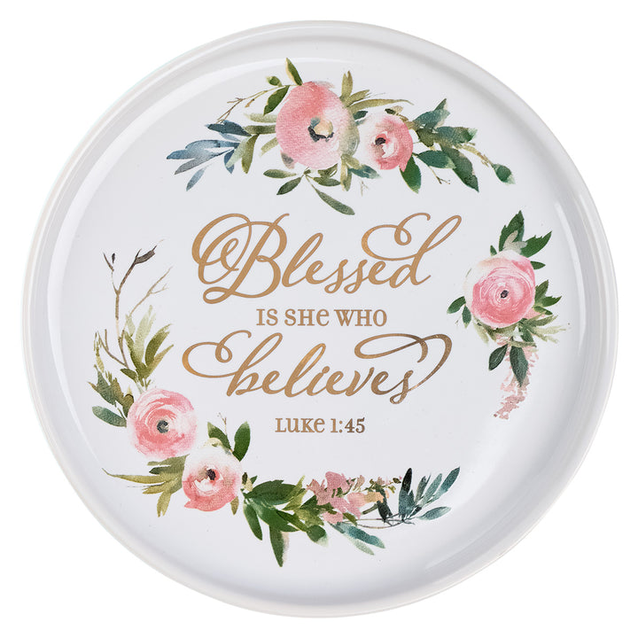 Blessed Is She Who Believes Ceramic Trinket Tray - Luke 1:45