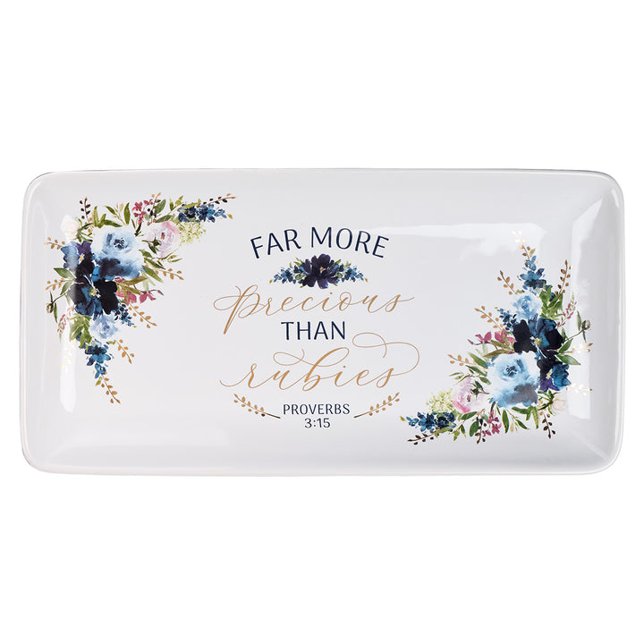 Far More Precious Than Rubies Glass Cookie Plate - Proverbs 3:15