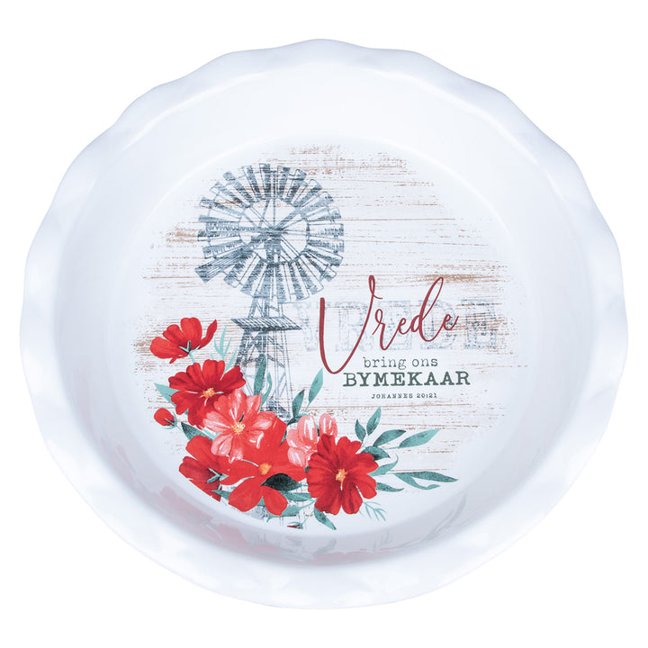 Vrede Bring Ons Bymekaar Ceramic Pie Plate - Joh. 20:21