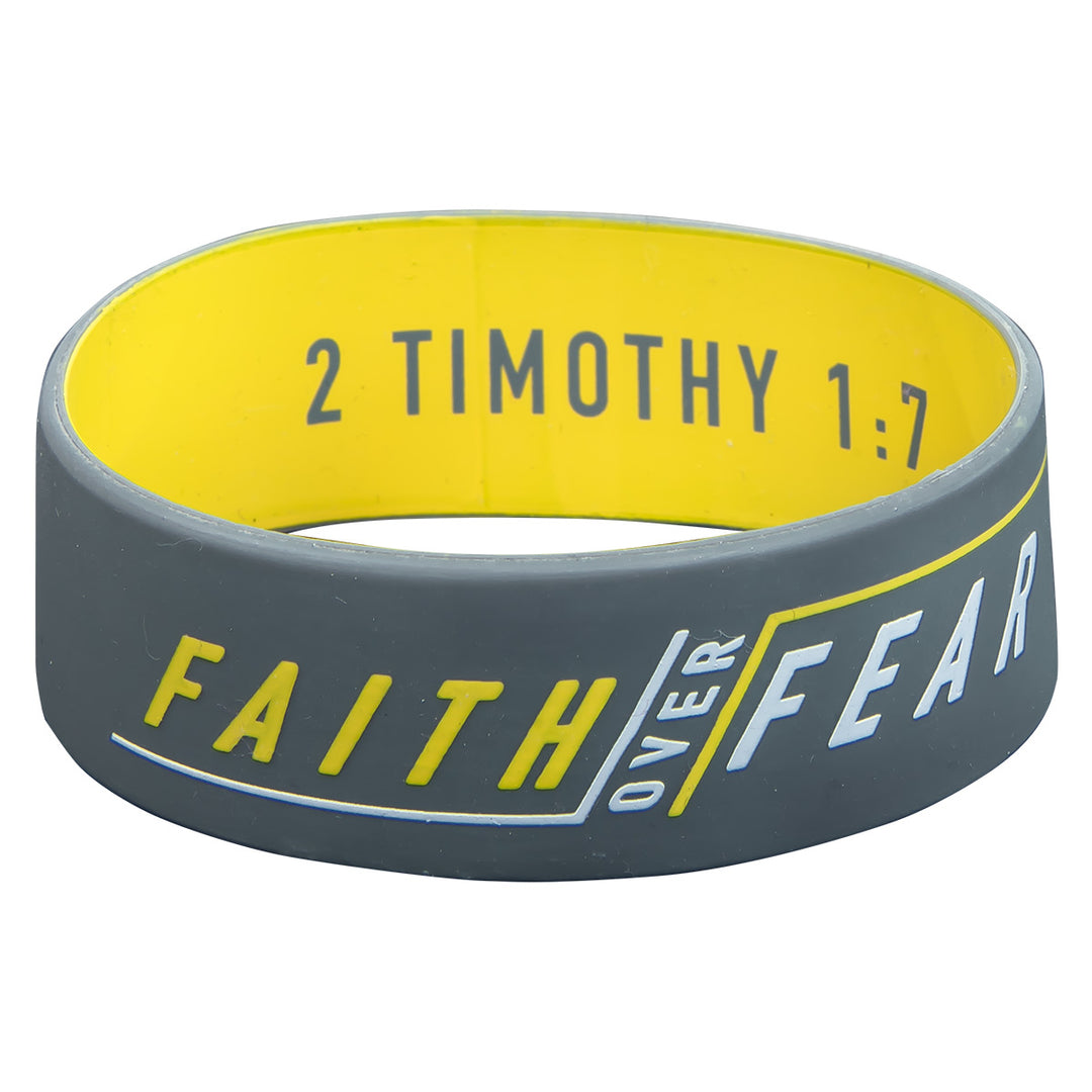 Faith Over Fear Grey Silicone Wristband - 2 Timothy 1:7
