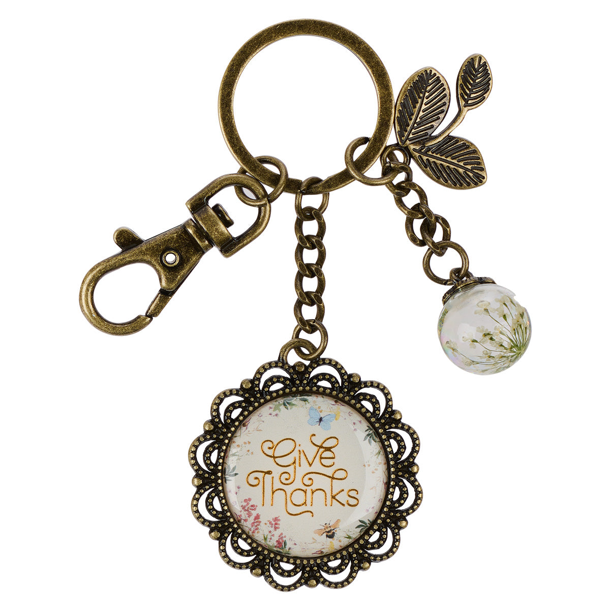 Give Thanks Metal Key Ring