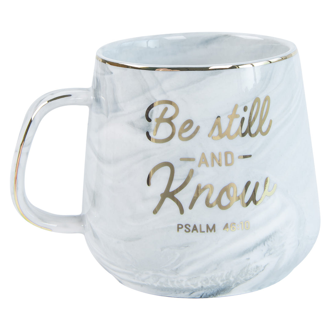 Be Still And Know Grey Marbled Ceramic Mug - Psalm 46:10