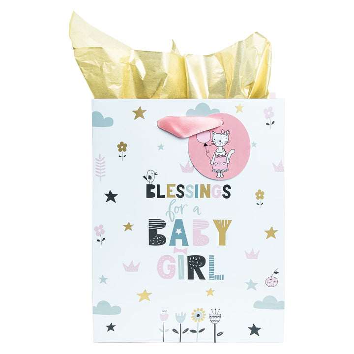 Blessings For A Baby Girl Medium Gift Bag With Gift Tag