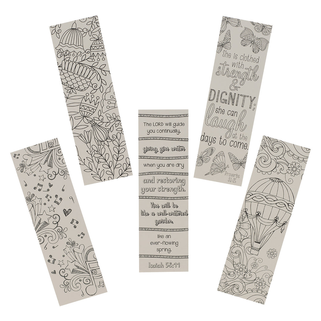 Flower Set Of 5 Coloring Bookmarks