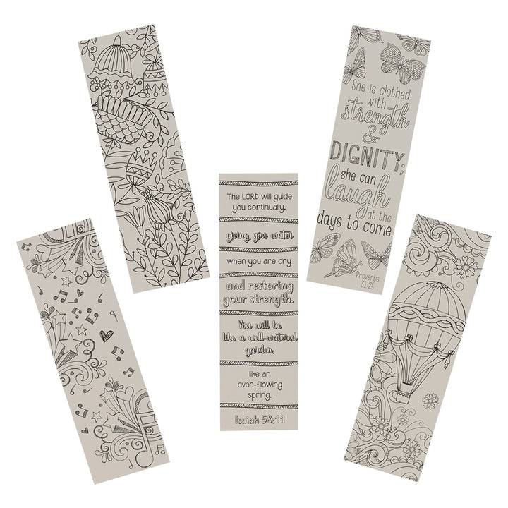 Flower Set Of 5 Coloring Bookmarks