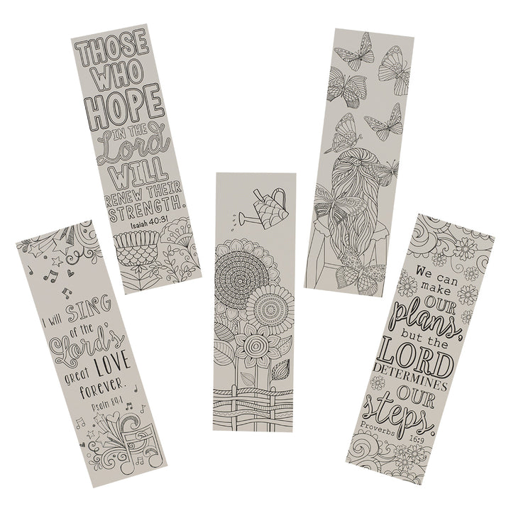 Flower Set Of 5 Coloring Bookmarks