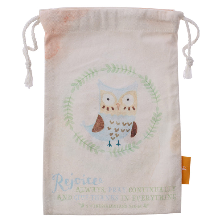 Rejoice Always Pray Small Cotton Drawstring Bag - 1 Thess. 5:16-18