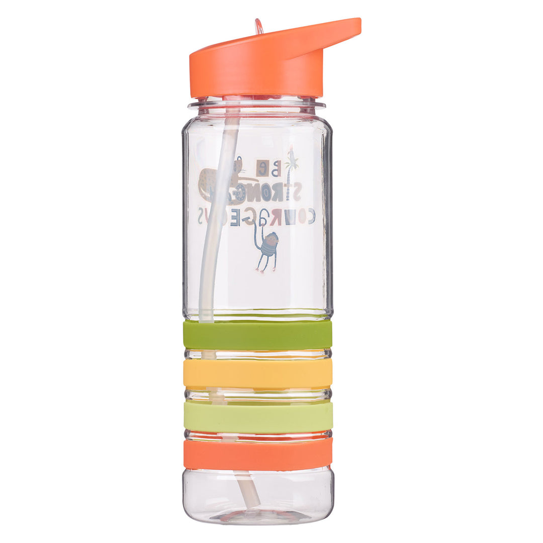 Be Strong And Courageous Plastic Water Bottle With Silicon Wrist Straps