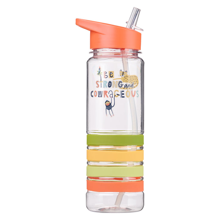 Be Strong And Courageous Plastic Water Bottle With Silicon Wrist Straps