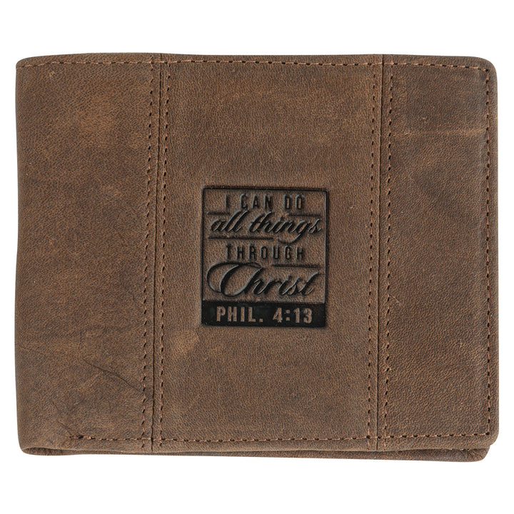 I Can Do All Things Through Christ Genuine African Leather Wallet - Philippians 4:13