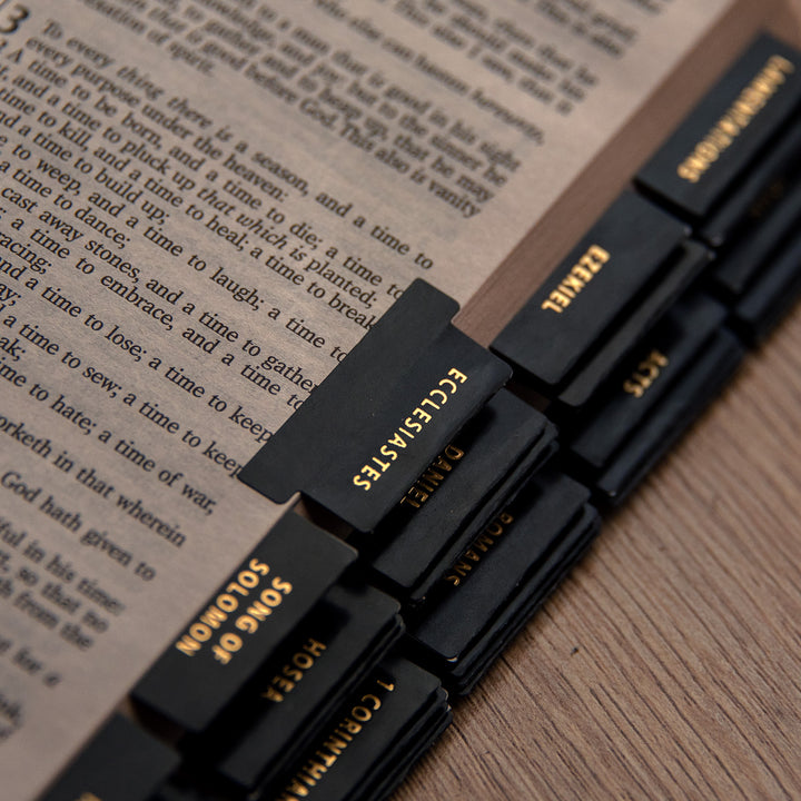 Old And New Testament Black With Matt Gold Bible Indexing Tabs