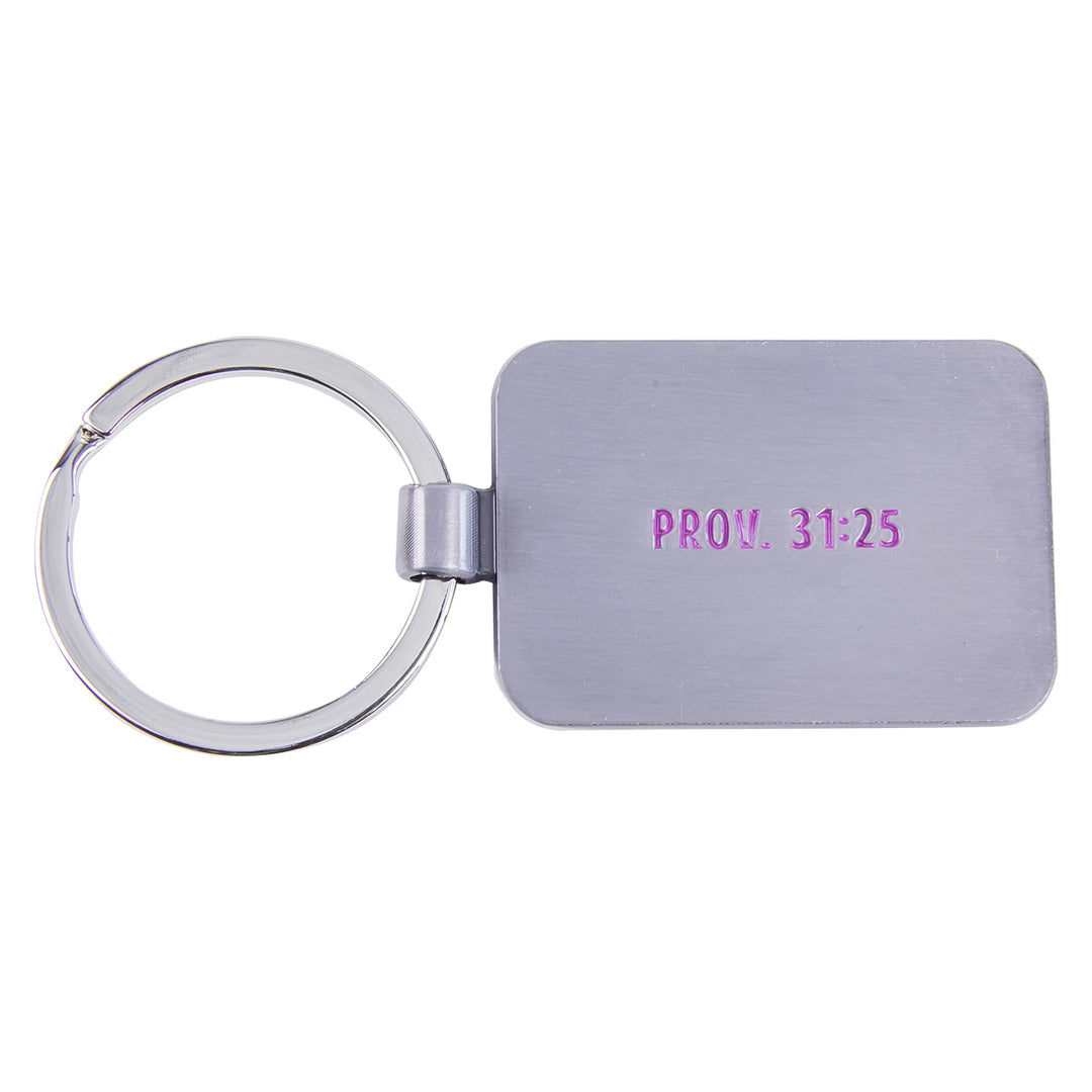 Strength And Dignity Metal Key Ring - Proverbs 31:25