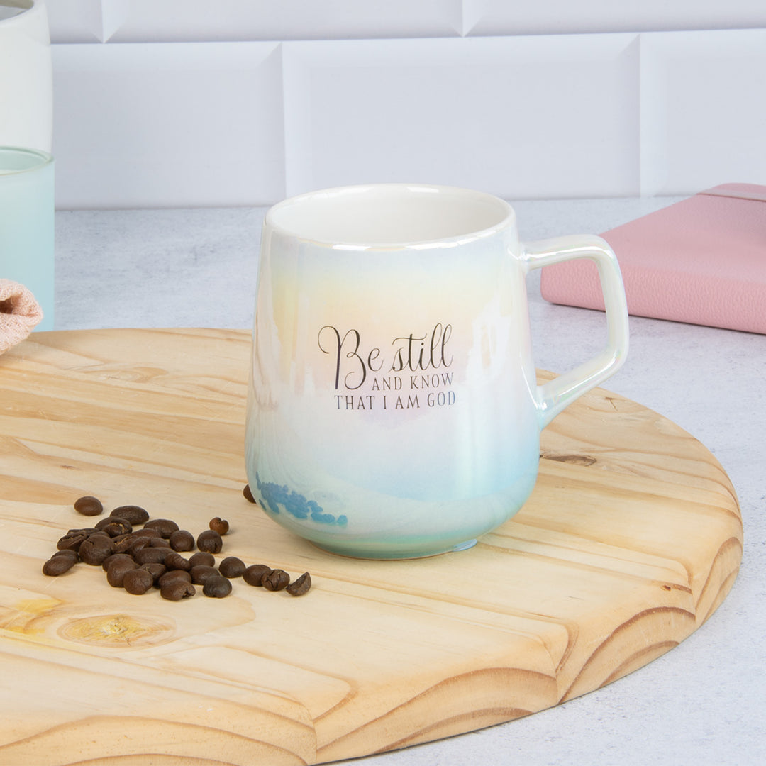 Be Still And Know That I Am God Pearl Ombre Ceramic Mug - Psalms 46:10