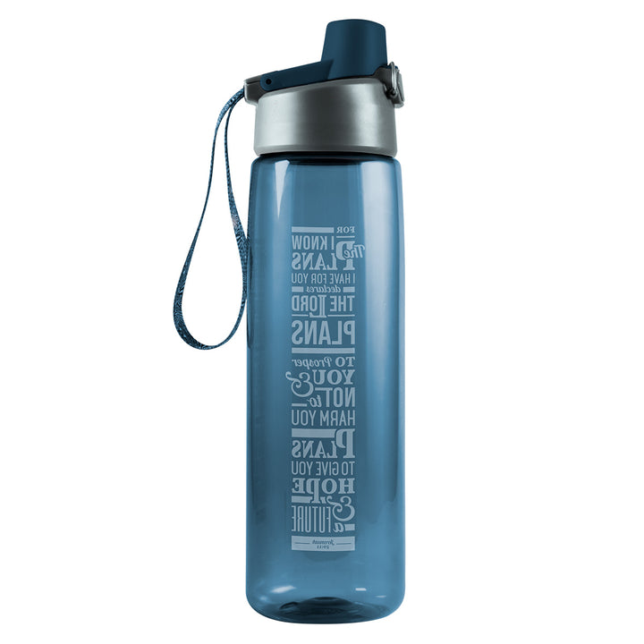 I know The Plans I Have For You Blue Plastic Water Bottle - Jeremiah 29:11