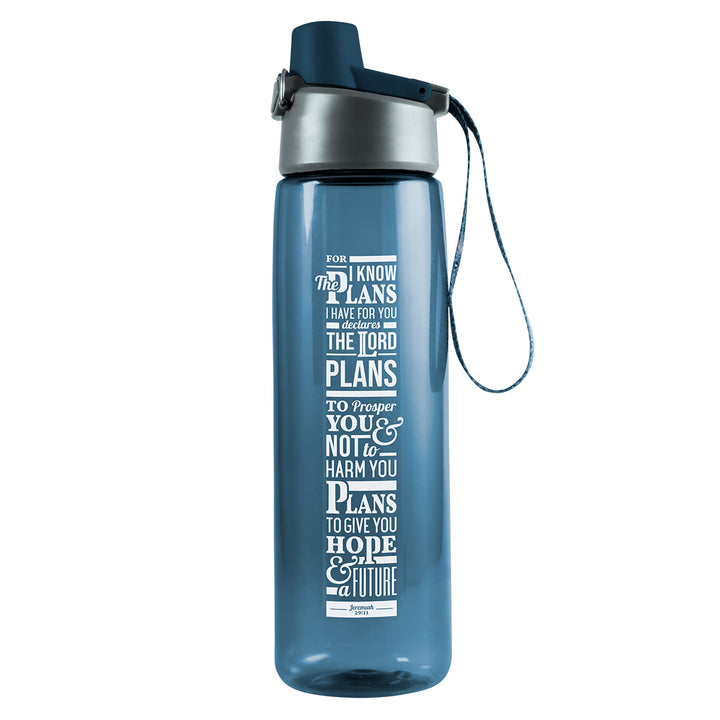 I know The Plans I Have For You Blue Plastic Water Bottle - Jeremiah 29:11