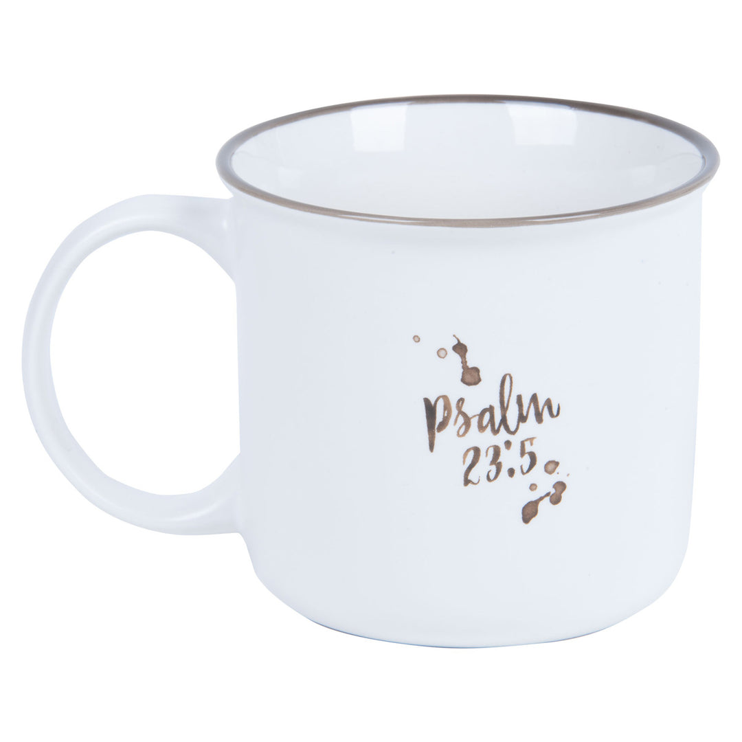 My Cup Overflows With Blessings White Ceramic Mug - Psalm 23:5