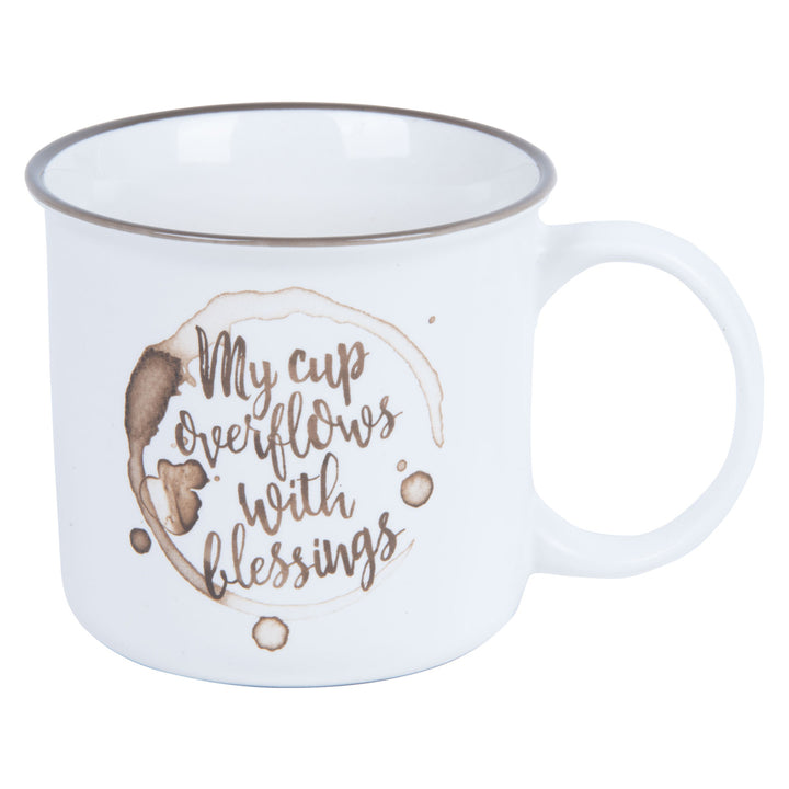 My Cup Overflows With Blessings White Ceramic Mug - Psalm 23:5