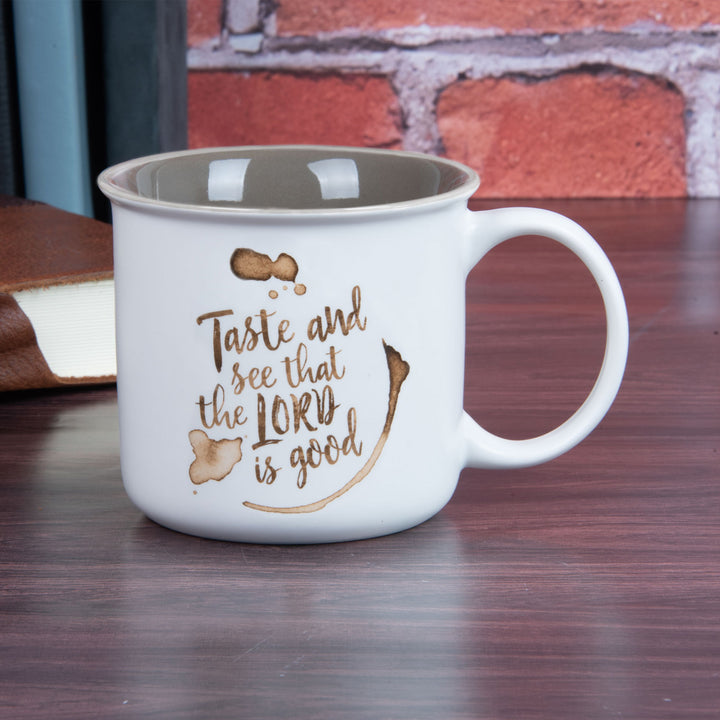 Taste and See That the Lord Is Good White Ceramic Mug with Brown Interior