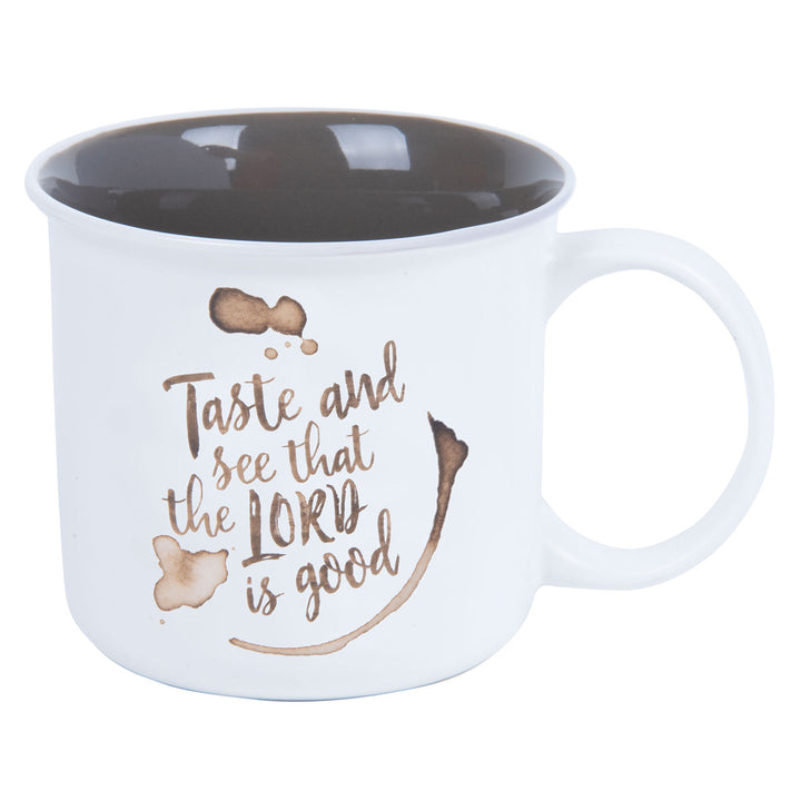 Taste and See That the Lord Is Good White Ceramic Mug with Brown Interior