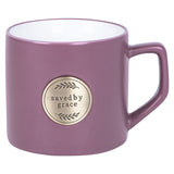 Saved By Grace Ceramic Mug with Metal Badge