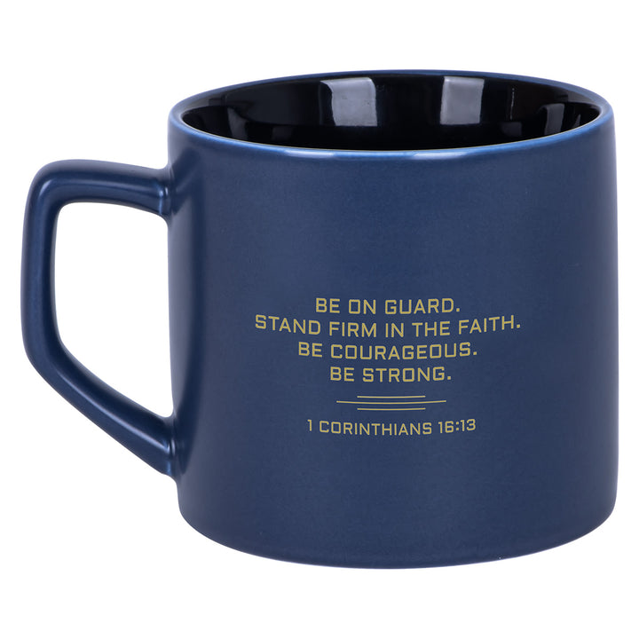 Stand Firm In The Faith Ceramic Mug With Metal Badge - 1 Cor 16:13