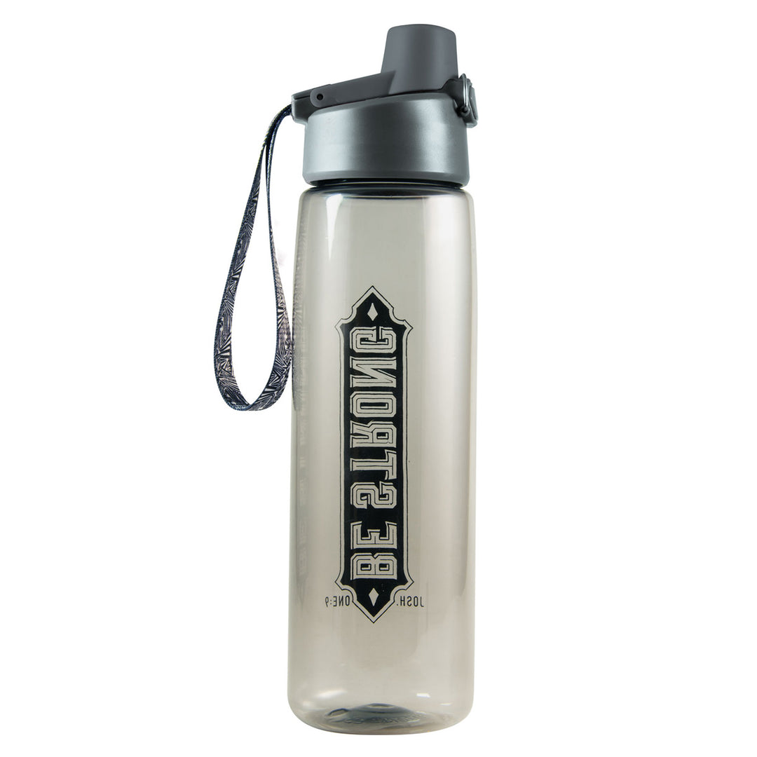 Be Strong Black Plastic Water Bottle - Joshua 1:9