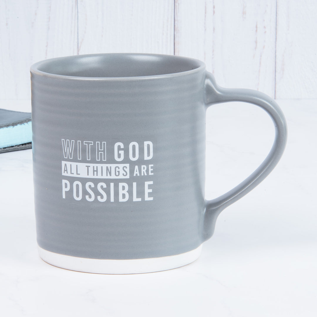 With God All Things Are Possible Grey Ceramic Mug - Matthew 19:26