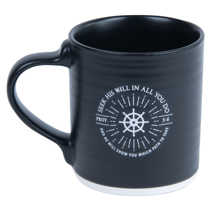 Seek His Will In All You Do Black Ceramic Mug - Proverbs 3:6