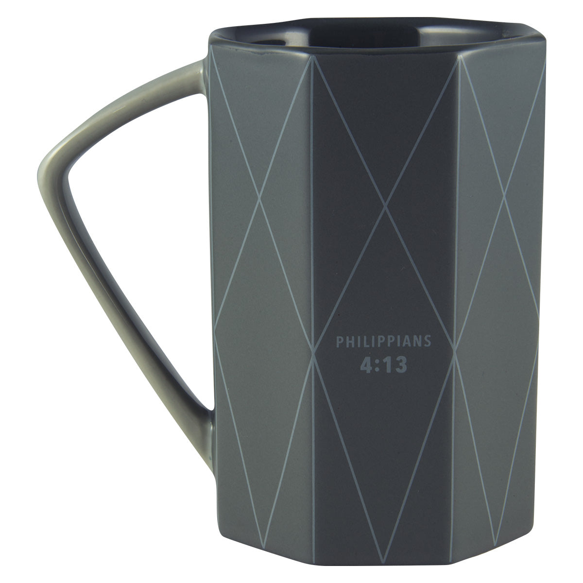 Strength Geometrical Black Ceramic Mug - Philippians 4:13