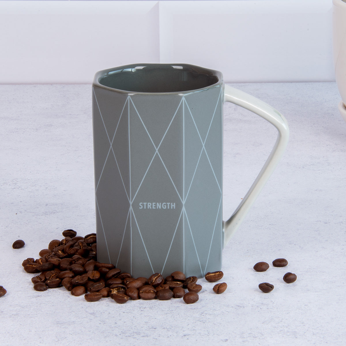 Strength Geometrical Black Ceramic Mug - Philippians 4:13