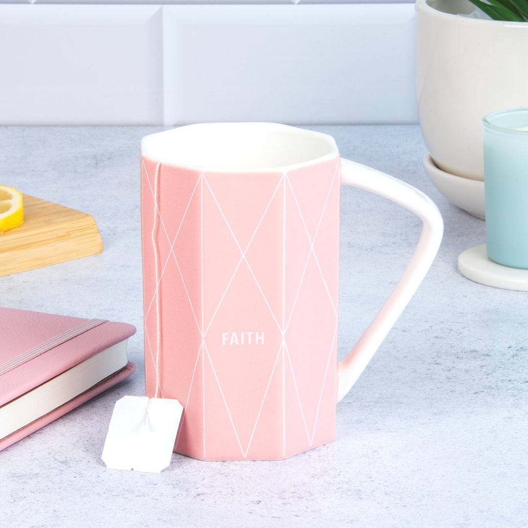 Faith Geometrical Pink Ceramic Mug - Hebrews 11:1