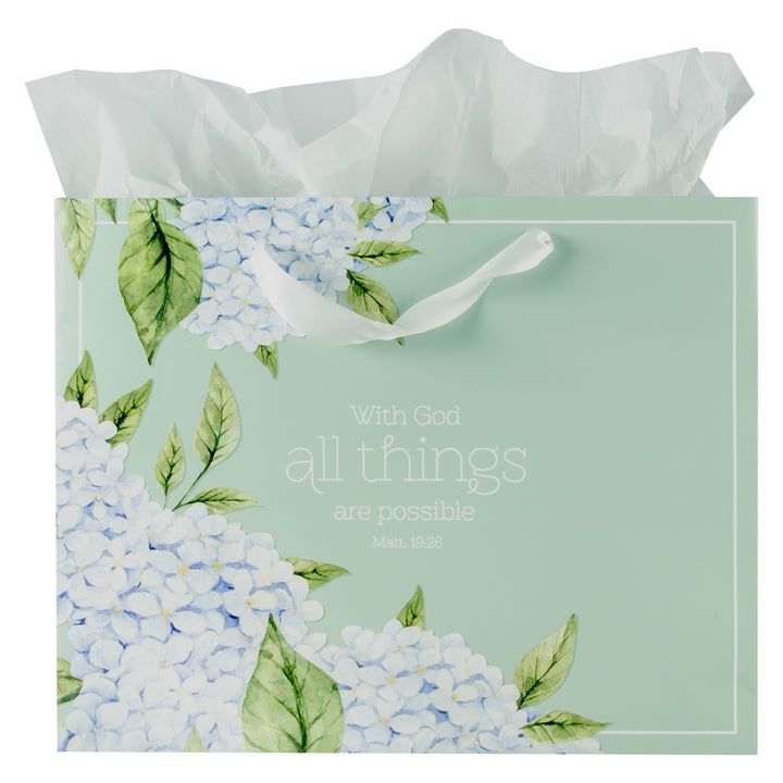 With God All Things Are Possible Large Landscape Gift Bag With Card - Matt 19:26