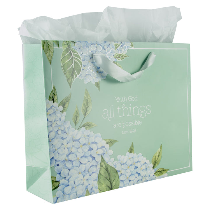 With God All Things Are Possible Large Landscape Gift Bag With Card - Matt 19:26