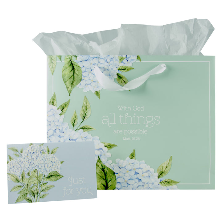 With God All Things Are Possible Large Landscape Gift Bag With Card - Matt 19:26