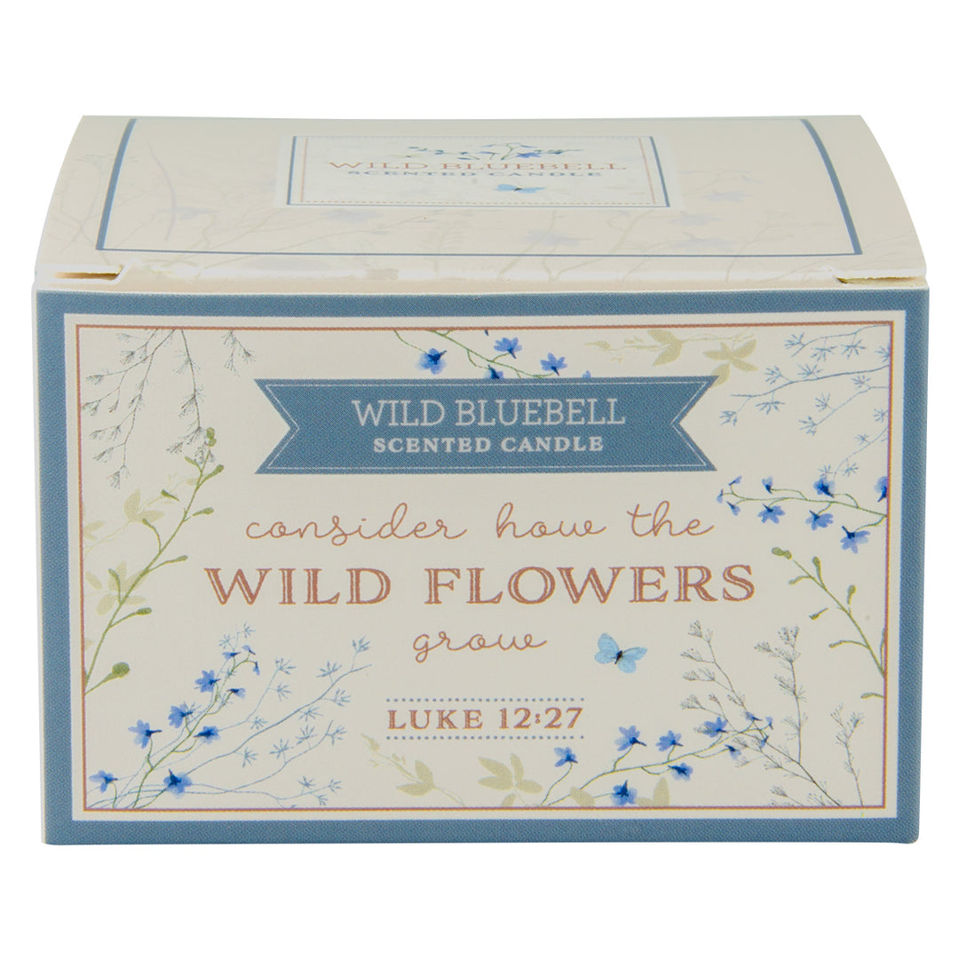 Consider How The Wild Flowers Grow Wild Bluebell Scented Candle In Tin - Luke 12:27