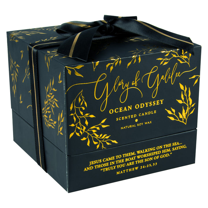 Glory Of Galilee Black Luxurious Ocean Odyssey Scented Candle With Bamboo Lid - Matthew 24:25-33