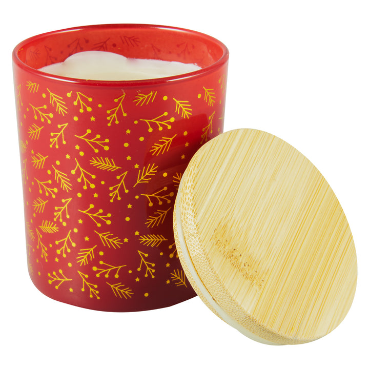 A Silent Night In Bethlehem Red Luxurious Cinnamon Scented Candle With Bamboo Lid - Luke 2:11