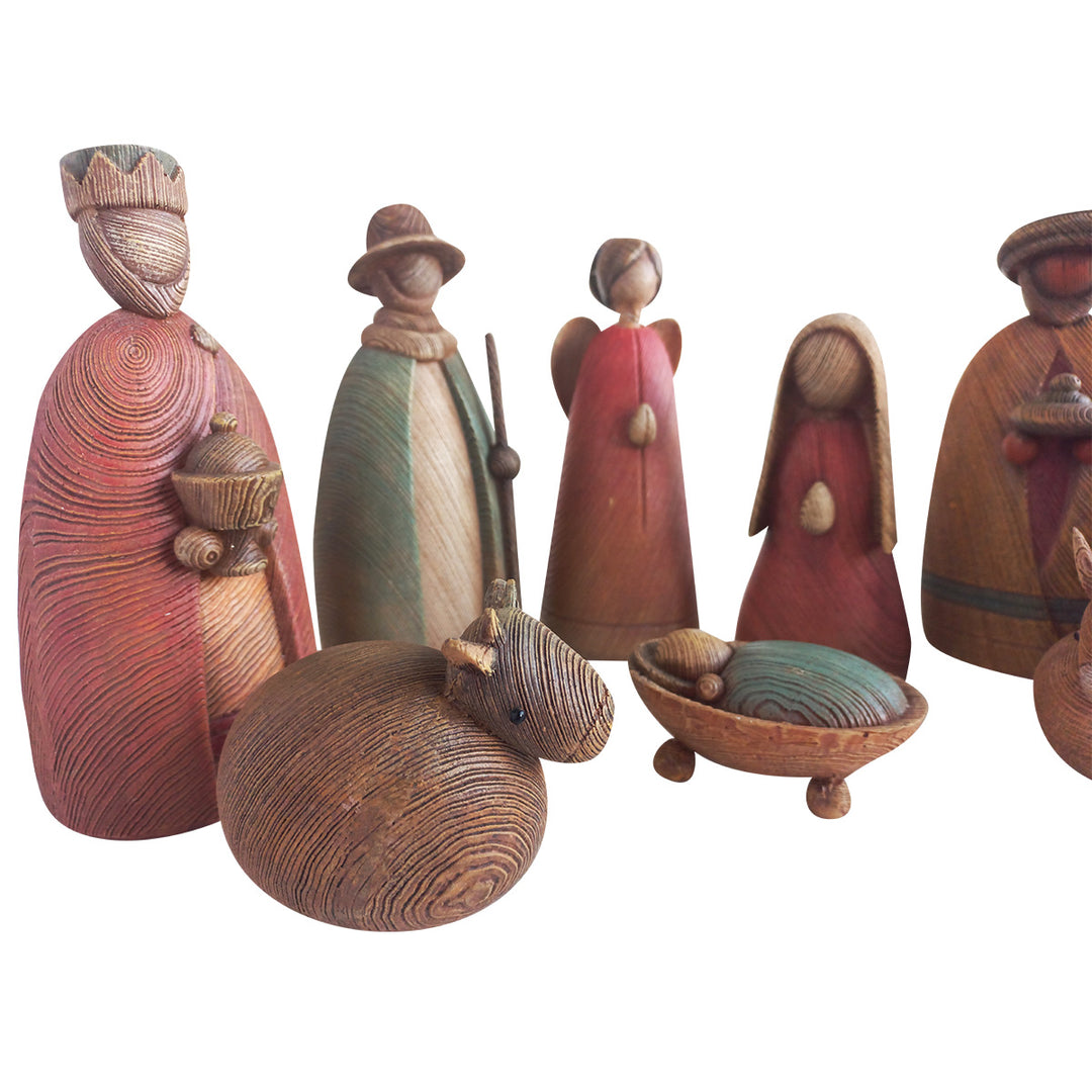 Christmas Nativity Wood Finish Set Of 11