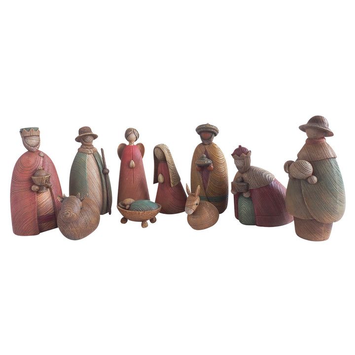 Christmas Nativity Wood Finish Set Of 11